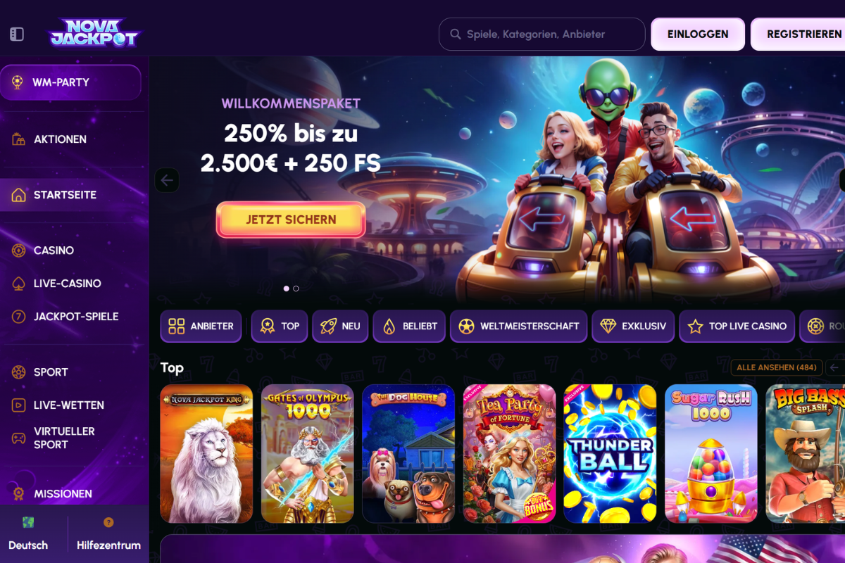 NovaJackpot Casino Willkommensbonus